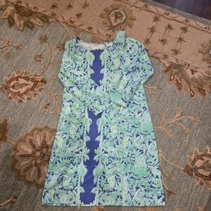 Lilly PULITZER Floral Blue and Green Dress